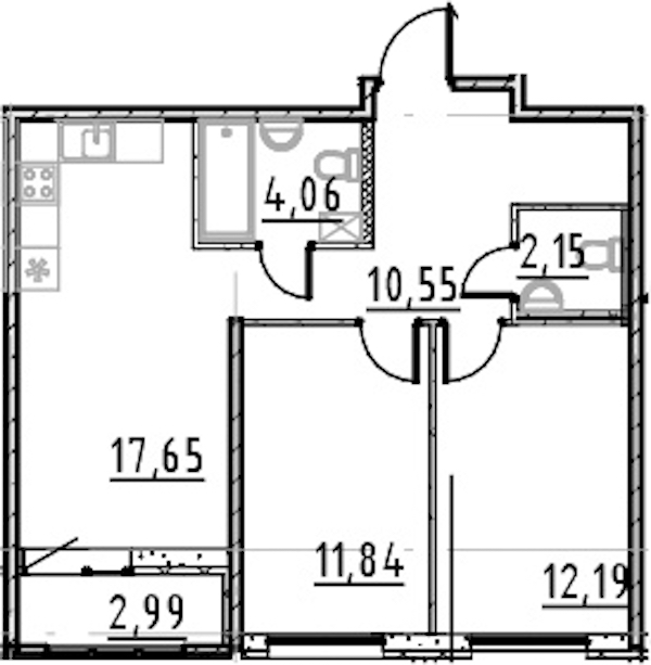 2-комнатная квартира 58.44 м², 5/9 эт., ЖК «Город Первых»